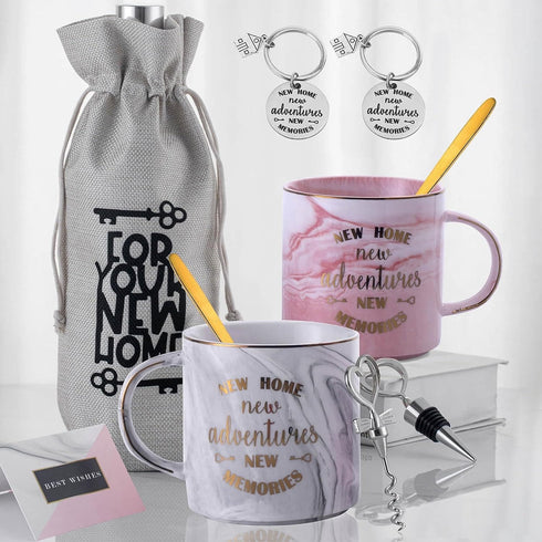 House Warming Presents for New Home - Ceramic Coffee Mug Tea Cup 11 Oz with Gift Box (Double)